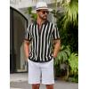 image:imageCOOFANDY Mens Knit Shirts Short Sleeve Button Down Polo Shirt Striped Casual Summer Beach ShirtsBlack  Beige