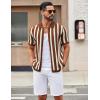 image:imageCOOFANDY Mens Knit Shirts Short Sleeve Button Down Polo Shirt Striped Casual Summer Beach ShirtsCaramel  Beige