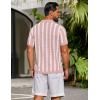 image:imageCOOFANDY Mens Knit Shirts Short Sleeve Button Down Polo Shirt Striped Casual Summer Beach ShirtsDusty Pink  Beige