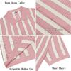 image:imageCOOFANDY Mens Knit Shirts Short Sleeve Button Down Polo Shirt Striped Casual Summer Beach ShirtsDusty Pink  Beige