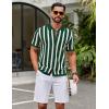 image:imageCOOFANDY Mens Knit Shirts Short Sleeve Button Down Polo Shirt Striped Casual Summer Beach ShirtsGreen  Beige