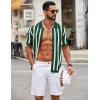 image:imageCOOFANDY Mens Knit Shirts Short Sleeve Button Down Polo Shirt Striped Casual Summer Beach ShirtsGreen  Beige