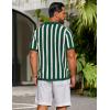 image:imageCOOFANDY Mens Knit Shirts Short Sleeve Button Down Polo Shirt Striped Casual Summer Beach ShirtsGreen  Beige