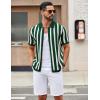 image:imageCOOFANDY Mens Knit Shirts Short Sleeve Button Down Polo Shirt Striped Casual Summer Beach ShirtsGreen  Beige