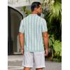 image:imageCOOFANDY Mens Knit Shirts Short Sleeve Button Down Polo Shirt Striped Casual Summer Beach ShirtsIce Green  White