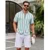 image:imageCOOFANDY Mens Knit Shirts Short Sleeve Button Down Polo Shirt Striped Casual Summer Beach ShirtsIce Green  White