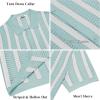 image:imageCOOFANDY Mens Knit Shirts Short Sleeve Button Down Polo Shirt Striped Casual Summer Beach ShirtsIce Green  White