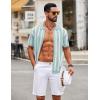 image:imageCOOFANDY Mens Knit Shirts Short Sleeve Button Down Polo Shirt Striped Casual Summer Beach ShirtsIce Green  White