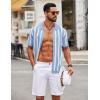 image:imageCOOFANDY Mens Knit Shirts Short Sleeve Button Down Polo Shirt Striped Casual Summer Beach ShirtsLight Blue  White