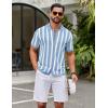image:imageCOOFANDY Mens Knit Shirts Short Sleeve Button Down Polo Shirt Striped Casual Summer Beach ShirtsLight Blue  White
