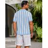 image:imageCOOFANDY Mens Knit Shirts Short Sleeve Button Down Polo Shirt Striped Casual Summer Beach ShirtsLight Blue  White