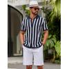 image:imageCOOFANDY Mens Knit Shirts Short Sleeve Button Down Polo Shirt Striped Casual Summer Beach ShirtsNavy Blue  White