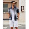 image:imageCOOFANDY Mens Knit Shirts Short Sleeve Button Down Polo Shirt Striped Casual Summer Beach ShirtsNavy Blue  White
