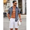 image:imageCOOFANDY Mens Knit Shirts Short Sleeve Button Down Polo Shirt Striped Casual Summer Beach ShirtsNavy Blue  White