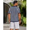 image:imageCOOFANDY Mens Knit Shirts Short Sleeve Button Down Polo Shirt Striped Casual Summer Beach ShirtsNavy Blue  White