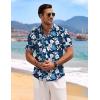 image:imageCOOFANDY Mens Linen Shirts Short Sleeve Casual Shirts Button Down Shirt for Men Beach Summer Wedding ShirtFloraldeep Blue White