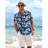 image:imageCOOFANDY Mens Linen Shirts Short Sleeve Casual Shirts Button Down Shirt for Men Beach Summer Wedding ShirtFloraldeep Blue White