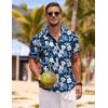 image:imageCOOFANDY Mens Linen Shirts Short Sleeve Casual Shirts Button Down Shirt for Men Beach Summer Wedding ShirtFloraldeep Blue White