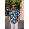 image:imageCOOFANDY Mens Linen Shirts Short Sleeve Casual Shirts Button Down Shirt for Men Beach Summer Wedding ShirtFloraldeep Blue White