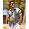 image:imageCOOFANDY Mens Linen Shirts Short Sleeve Casual Shirts Button Down Shirt for Men Beach Summer Wedding ShirtGreywhite Stripes