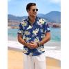 image:imageCOOFANDY Mens Linen Shirts Short Sleeve Casual Shirts Button Down Shirt for Men Beach Summer Wedding ShirtSummer Floralnavy Blue