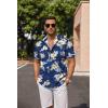 image:imageCOOFANDY Mens Linen Shirts Short Sleeve Casual Shirts Button Down Shirt for Men Beach Summer Wedding ShirtSummer Floralnavy Blue