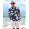 image:imageCOOFANDY Mens Linen Shirts Short Sleeve Casual Shirts Button Down Shirt for Men Beach Summer Wedding ShirtSummer Floralnavy Blue