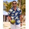 image:imageCOOFANDY Mens Linen Shirts Short Sleeve Casual Shirts Button Down Shirt for Men Beach Summer Wedding ShirtSummer Floralnavy Blue