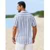image:imageCOOFANDY Mens Short Sleeve Casual Shirts Button Down Striped Summer Shirts Textured Vacation Beach ShirtA WhiteLight Blue