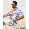 image:imageCOOFANDY Mens Short Sleeve Casual Shirts Button Down Striped Summer Shirts Textured Vacation Beach ShirtA WhiteLight Blue