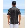 image:imageCOOFANDY Mens Short Sleeve Casual Shirts Button Down Striped Summer Shirts Textured Vacation Beach ShirtB BlackDark Grey