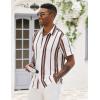 image:imageCOOFANDY Mens Short Sleeve Casual Shirts Button Down Striped Summer Shirts Textured Vacation Beach ShirtB WhiteBrown