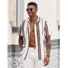 image:imageCOOFANDY Mens Short Sleeve Casual Shirts Button Down Striped Summer Shirts Textured Vacation Beach ShirtB WhiteBrown