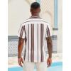 image:imageCOOFANDY Mens Short Sleeve Casual Shirts Button Down Striped Summer Shirts Textured Vacation Beach ShirtB WhiteBrown