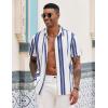 image:imageCOOFANDY Mens Short Sleeve Casual Shirts Button Down Striped Summer Shirts Textured Vacation Beach ShirtB WhiteDark Blue