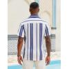 image:imageCOOFANDY Mens Short Sleeve Casual Shirts Button Down Striped Summer Shirts Textured Vacation Beach ShirtB WhiteDark Blue