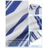 image:imageCOOFANDY Mens Short Sleeve Casual Shirts Button Down Striped Summer Shirts Textured Vacation Beach ShirtB WhiteDark Blue