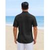 image:imageCOOFANDY Mens Short Sleeve Casual Shirts Button Down Striped Summer Shirts Textured Vacation Beach ShirtD Pure Black