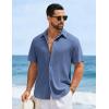image:imageCOOFANDY Mens Short Sleeve Casual Shirts Button Down Striped Summer Shirts Textured Vacation Beach ShirtGrey Blue