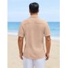 image:imageCOOFANDY Mens Short Sleeve Casual Shirts Button Down Striped Summer Shirts Textured Vacation Beach ShirtKhaki