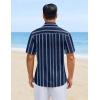 image:imageCOOFANDY Mens Short Sleeve Casual Shirts Button Down Striped Summer Shirts Textured Vacation Beach ShirtNavy BlueDark Grey