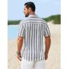 image:imageCOOFANDY Mens Short Sleeve Casual Shirts Button Down Striped Summer Shirts Textured Vacation Beach ShirtWhiteDark Grey