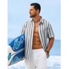 image:imageCOOFANDY Mens Short Sleeve Casual Shirts Button Down Striped Summer Shirts Textured Vacation Beach ShirtWhiteDark Grey