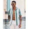 image:imageCOOFANDY Mens Short Sleeve Casual Shirts Button Down Striped Summer Shirts Textured Vacation Beach ShirtWhiteGreen