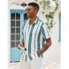 image:imageCOOFANDY Mens Short Sleeve Casual Shirts Button Down Striped Summer Shirts Textured Vacation Beach ShirtWhiteGreen
