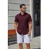 image:imageCOOFANDY Mens Stretch Dress Shirts Short Sleeve Casual Button Down Shirts with PocketDeep Red