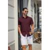image:imageCOOFANDY Mens Stretch Dress Shirts Short Sleeve Casual Button Down Shirts with PocketDeep Red