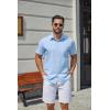 image:imageCOOFANDY Mens Stretch Dress Shirts Short Sleeve Casual Button Down Shirts with PocketLight Blue