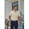image:imageCOOFANDY Mens Stretch Dress Shirts Short Sleeve Casual Button Down Shirts with PocketLight Khaki