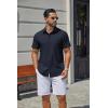 image:imageCOOFANDY Mens Stretch Dress Shirts Short Sleeve Casual Button Down Shirts with PocketMidnight Blue